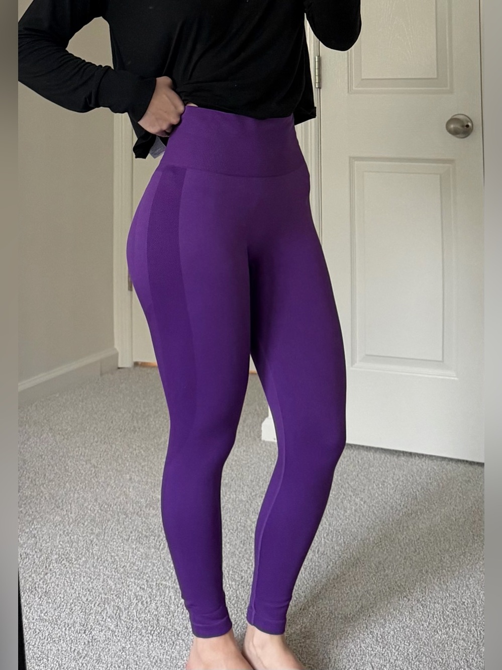 High-Waist Purple Seamless Leggings - Women Pants & Jumpsuits